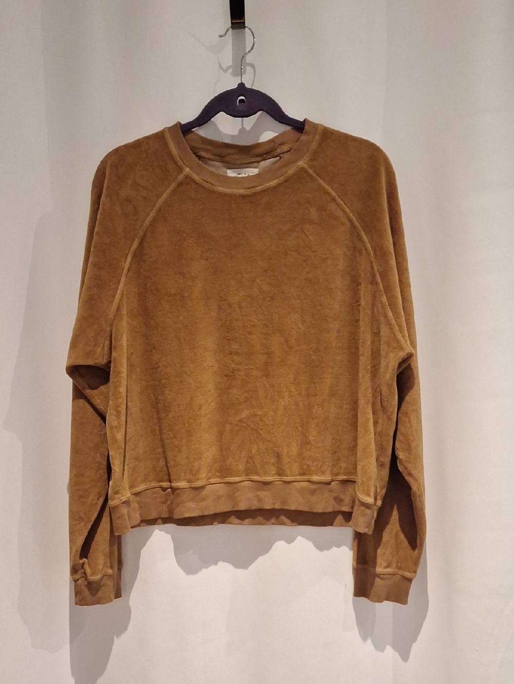 Electric & Rose Cozy Washed Velvet Crewneck Sweatshirt - Mustard